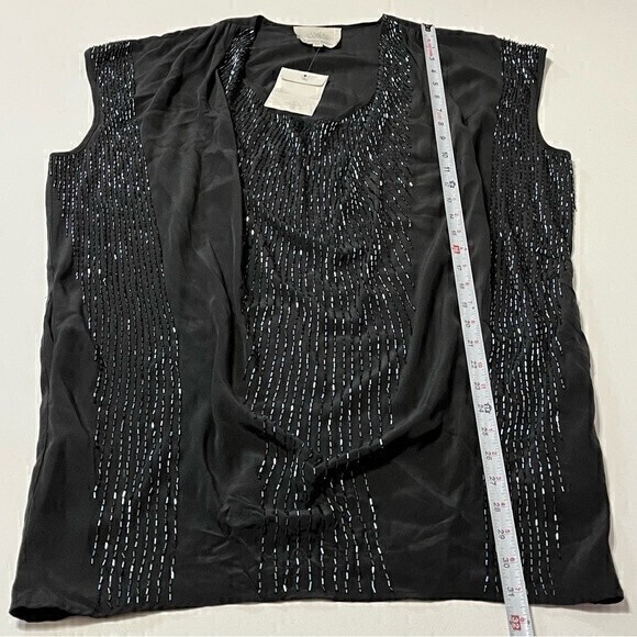 Madison Marcus Black Beaded Top Blouse Silk Size XS - Picture 4 of 7